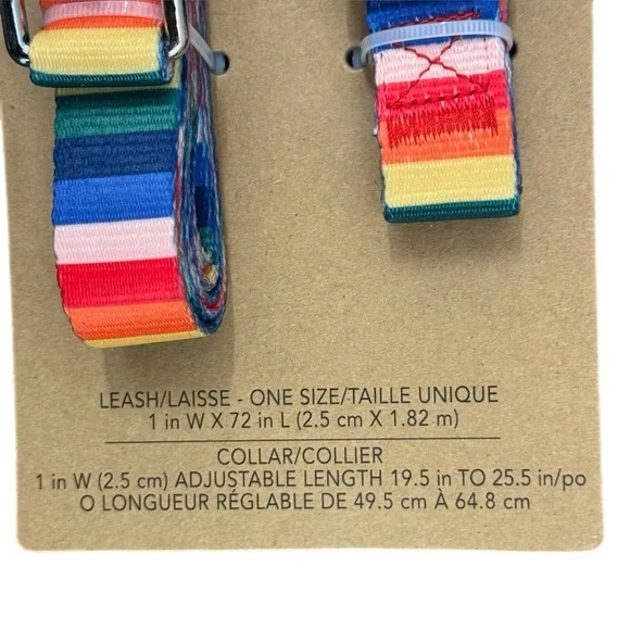 NEW Multicolor dog leash & adjustable collar set by Old Navy size M/L - Picture 3 of 4